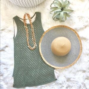 White House Black Market green knit tank top
